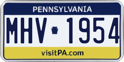 PA license plate MHV1954