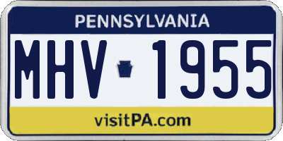 PA license plate MHV1955