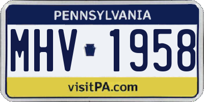 PA license plate MHV1958