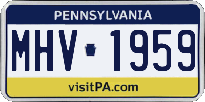PA license plate MHV1959