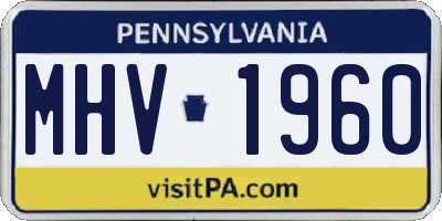 PA license plate MHV1960