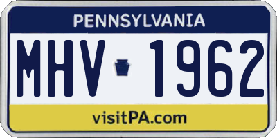 PA license plate MHV1962