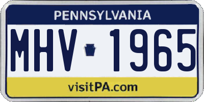 PA license plate MHV1965