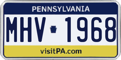 PA license plate MHV1968