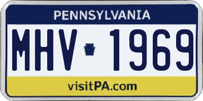 PA license plate MHV1969