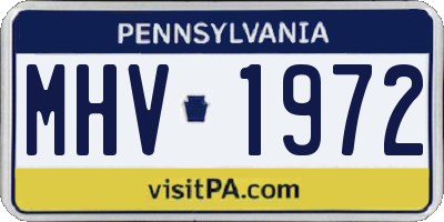 PA license plate MHV1972