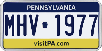 PA license plate MHV1977