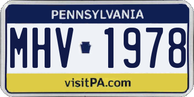 PA license plate MHV1978