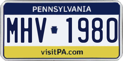 PA license plate MHV1980