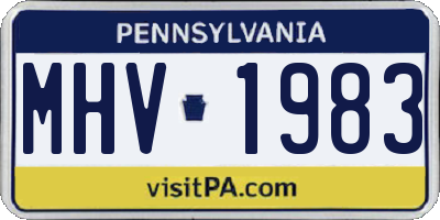 PA license plate MHV1983