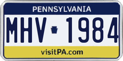 PA license plate MHV1984