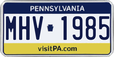 PA license plate MHV1985