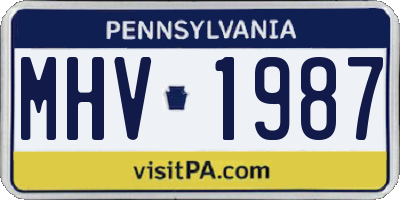 PA license plate MHV1987