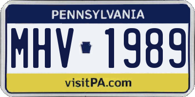 PA license plate MHV1989