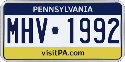 PA license plate MHV1992