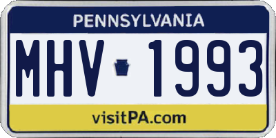 PA license plate MHV1993