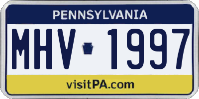 PA license plate MHV1997