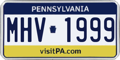 PA license plate MHV1999