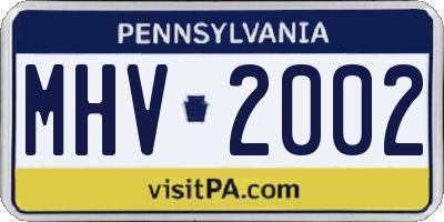 PA license plate MHV2002