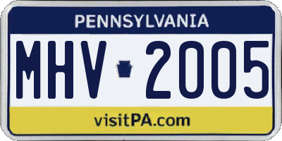 PA license plate MHV2005
