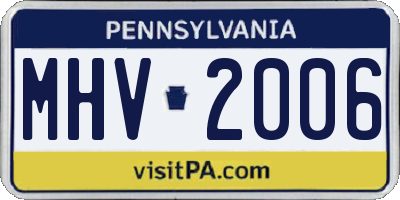 PA license plate MHV2006