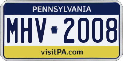 PA license plate MHV2008