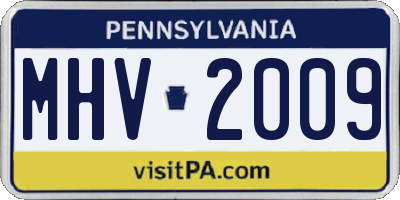 PA license plate MHV2009