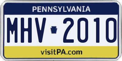 PA license plate MHV2010