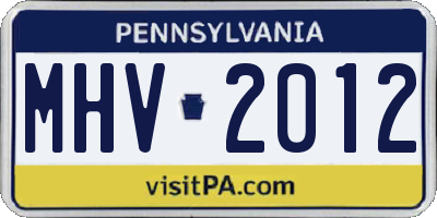 PA license plate MHV2012