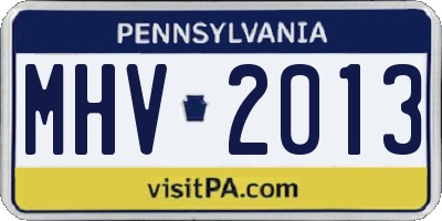PA license plate MHV2013