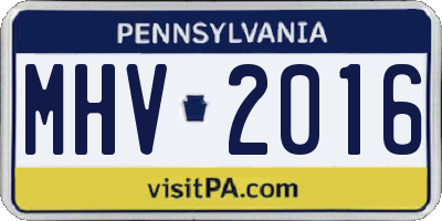 PA license plate MHV2016