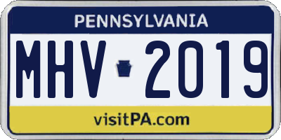PA license plate MHV2019