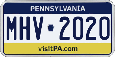 PA license plate MHV2020
