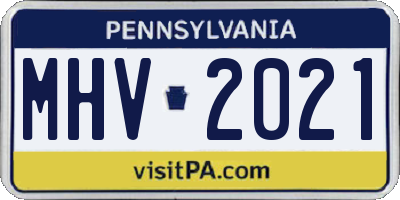 PA license plate MHV2021