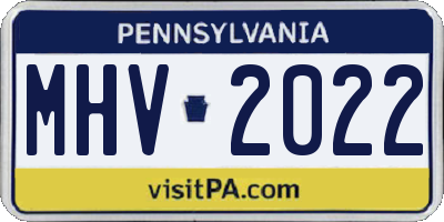 PA license plate MHV2022