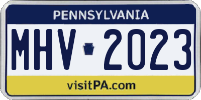 PA license plate MHV2023