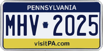 PA license plate MHV2025