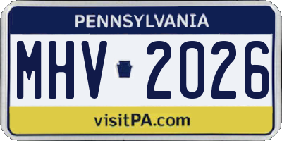 PA license plate MHV2026