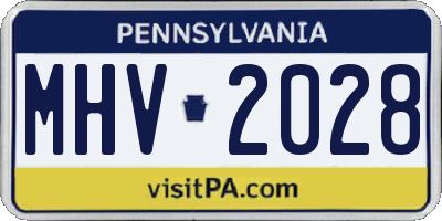 PA license plate MHV2028