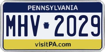PA license plate MHV2029
