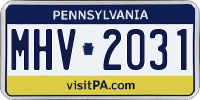 PA license plate MHV2031