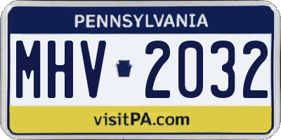 PA license plate MHV2032