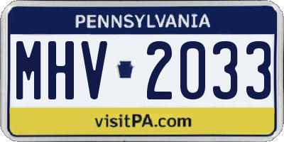 PA license plate MHV2033
