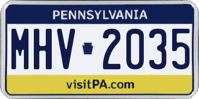 PA license plate MHV2035