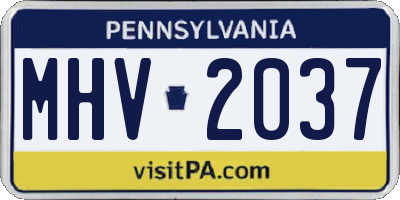 PA license plate MHV2037