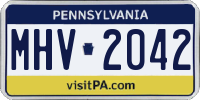 PA license plate MHV2042