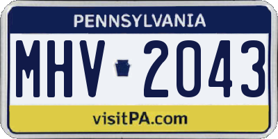 PA license plate MHV2043