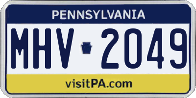 PA license plate MHV2049