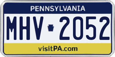 PA license plate MHV2052