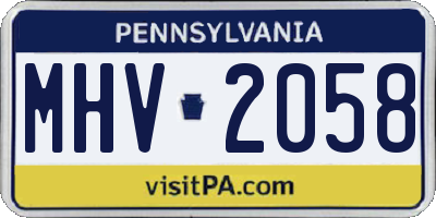 PA license plate MHV2058